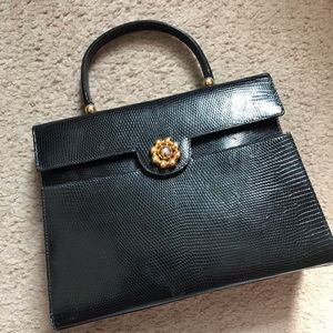 Vintage Paloma Picasso lizard leather handbag.